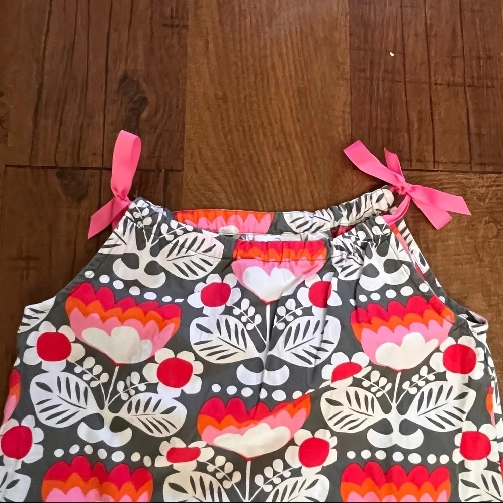 Hanna Andersson girls pillowcase dress ribbons Sz 100/4 lightweight cotton
